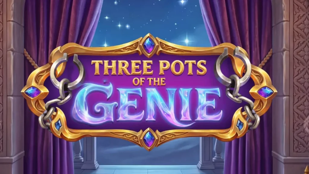 Tampilan visual slot Three Pots of the Genie dengan tema Arabian Nights yang megah